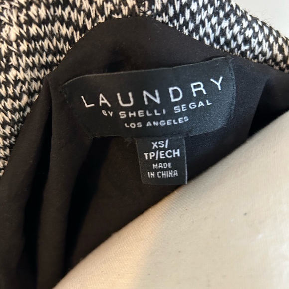 Y2K LAUNDRY by Shelli Segal Black & White Checkered Coat with Fringe XS - Picture 8 of 8